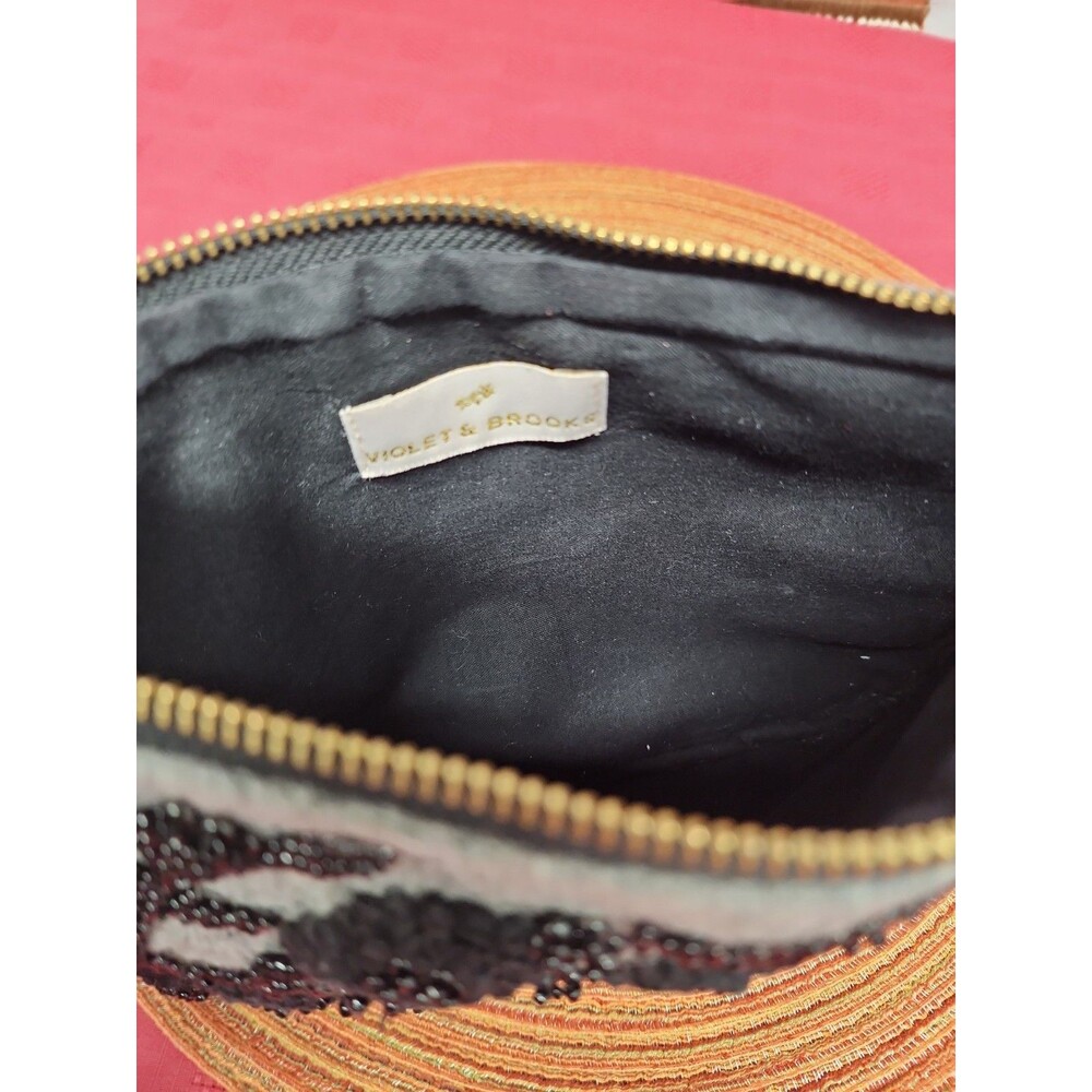 Violet & Brooks Maisie Grey Beaded Felted Wool Clutch Euc View 5